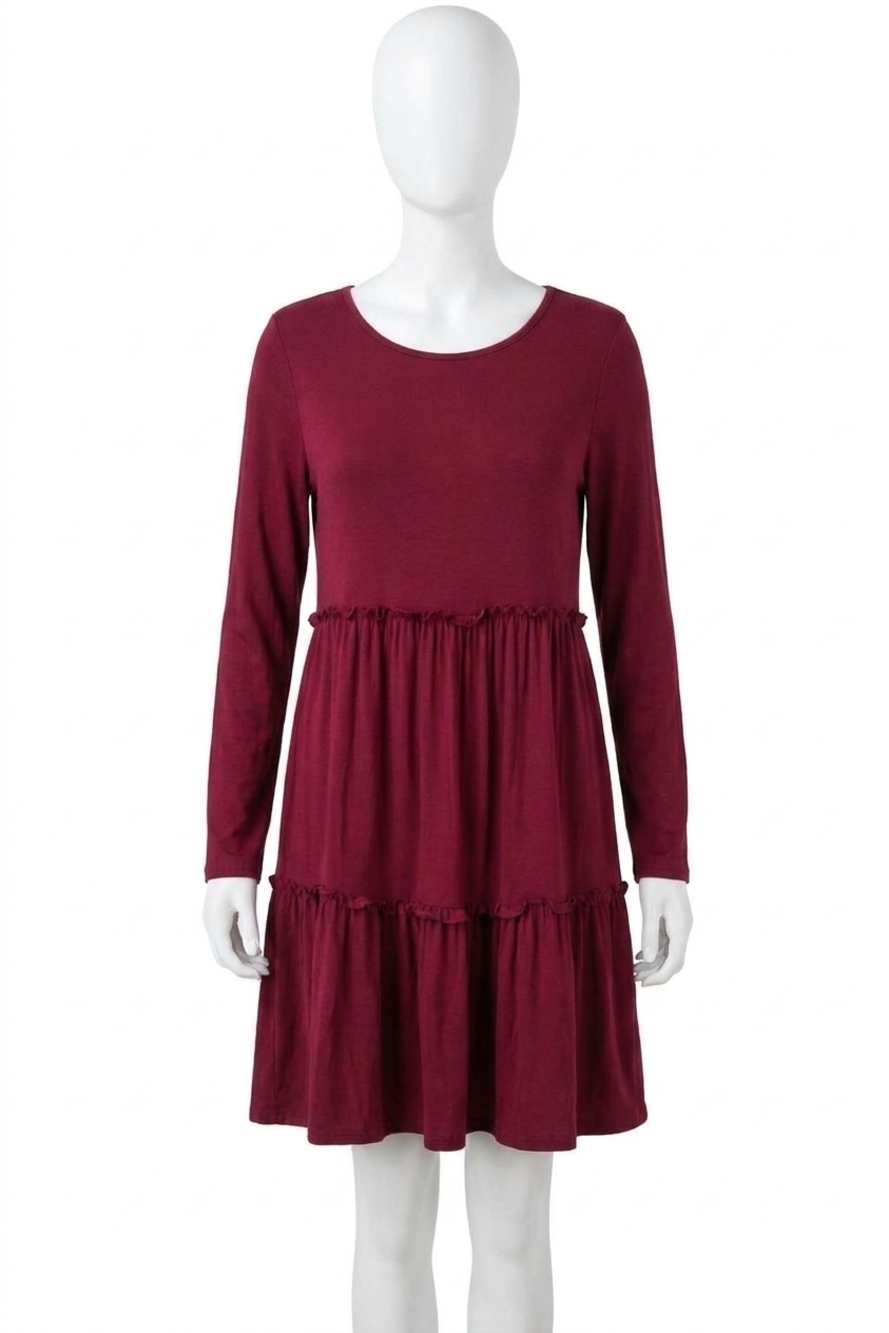 NEW HEIMISH USA tiered dress in burgundy